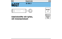 200 Stück, ISO 4027 A 1/A 2 Gewindestifte mit Spitze und Innensechskant - Abmessung: M 6 x 25