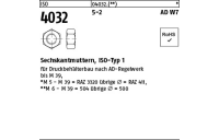 100 Stück, ISO 4032 5-2 AD W7 Sechskantmuttern, ISO-Typ 1 - Abmessung: M 6