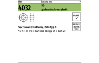 1000 Stück, ISO 4032 10 galvanisch verzinkt Sechskantmuttern, ISO-Typ 1 - Abmessung: M 8