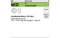 1000 Stück, ISO 4032 8 feuerverzinkt Sechskantmuttern, ISO-Typ 1 - Abmessung: M 8