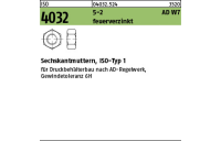 100 Stück, ISO 4032 5-2 AD W7 feuerverzinkt Sechskantmuttern, ISO-Typ 1 - Abmessung: M 16