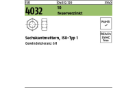50 Stück, ISO 4032 10 feuerverzinkt Sechskantmuttern, ISO-Typ 1 - Abmessung: M 24