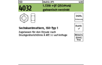 50 Stück, ISO 4032 1.7218 +QT (25CrMo4) galvanisch verzinkt Sechskantmuttern, ISO-Typ 1 - Abmessung: M 27