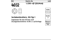 25 Stück, ISO 4032 1.7218 +QT (25CrMo4) Sechskantmuttern, ISO-Typ 1 - Abmessung: M 30