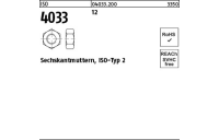 100 Stück, ISO 4033 12 Sechskantmuttern, ISO-Typ 2 - Abmessung: M 6