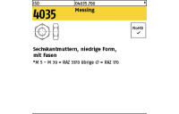 1000 Stück, ISO 4035 Messing Niedrige Sechskantmuttern mit Fasen - Abmessung: M 4