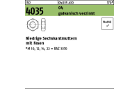 100 Stück, ISO 4035 04 galvanisch verzinkt Niedrige Sechskantmuttern mit Fasen - Abmessung: M 6
