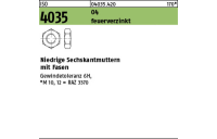 100 Stück, ISO 4035 04 feuerverzinkt Niedrige Sechskantmuttern mit Fasen - Abmessung: M 16