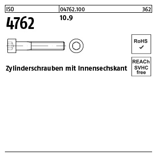 500 Stück, ISO 4762 10.9 Zylinderschrauben mit Innensechskant - Abmessung: M 3 x 6