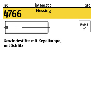 Gewindestifte mit Kegelkuppe - mit Schlitz - DIN 551/ISO 4766 - Messing - M3x6 - 100 Stück