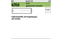 200 Stück, ISO 4766 14 H galvanisch verzinkt Gewindestifte mit Kegelkuppe, mit Schlitz - Abmessung: M 4 x 6