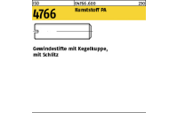 100 Stück, ISO 4766 Kunststoff PA Gewindestifte mit Kegelkuppe, mit Schlitz - Abmessung: M 10 x 40