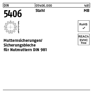 25 Stück, DIN 5406 Stahl MB Mutternsicherungen/Sicherungsbleche für Nutmuttern DIN 981 - Abmessung: MB 2/M 15x1