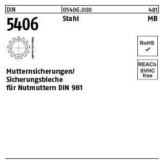 10 Stück, DIN 5406 Stahl MB Mutternsicherungen/Sicherungsbleche für Nutmuttern DIN 981 - Abmessung: MB 24/M120x2