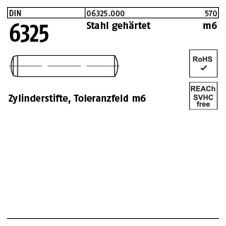 1000 Stück, DIN 6325 Stahl, gehärtet m6 Zylinderstifte, Toleranzfeld m6 - Abmessung: 2,5 m6 x 14
