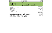 50 Stück, DIN 6331 10 galvanisch verzinkt Sechskantmuttern mit Bund, mit einer Höhe von 1,5d - Abmessung: M 10 SW 16