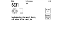 DIN 6331 10 Sechskantmuttern mit Bund, mit einer Höhe von 1,5d - Abmessung: M 22 SW 32, Inhalt: 10 Stück