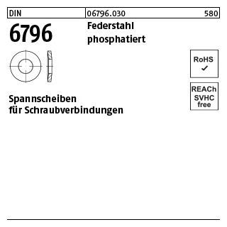 250 Stück, DIN 6796 Federstahl phosphatiert Spannscheiben für Schraubenverbindungen - Abmessung: 6 x 14 x 1,5