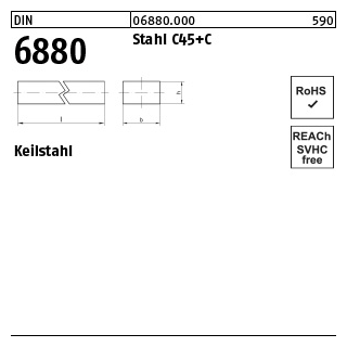1 Stück, DIN 6880 Stahl C45+C Keilstahl - Abmessung: 3 x 3 x 1000