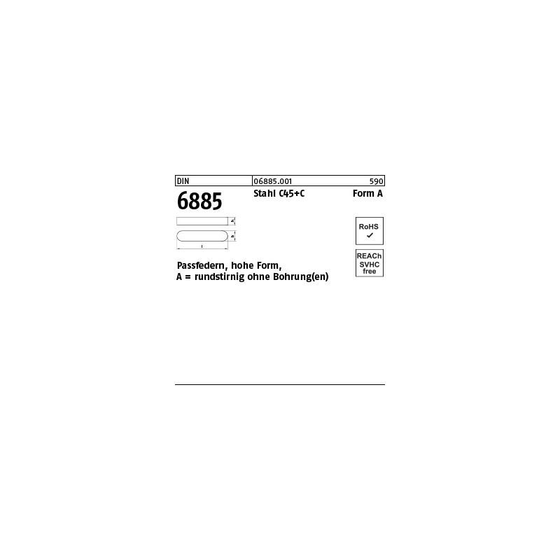 Artikel 61809900 - Passfeder DIN 6885-1 Form A 5 x 5 x 20 mm Material C45