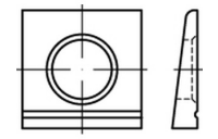 1 Stück, DIN 6917 Stahl vergütet Scheiben, vierkant, keilförmig 14%, für HV-verbindung an Doppel-T-Trägern - Abmessung: 21