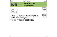 1 Stück, DIN 6917 Stahl vergütet feuerverzinkt Scheiben, vierkant, keilförmig 14%, für HV-verbindung an Doppel-T-Trägern - Abmessung: 21