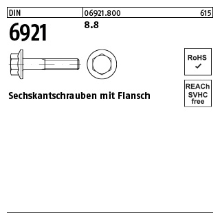 50 Stück, DIN 6921 8.8 Sechskantschrauben mit Flansch - Abmessung: M 12 x 90