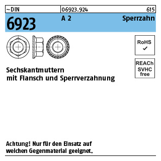 M6 Sechskantmutter m. Flansch DIN 6923 Edelstahl A2, 0,97 €