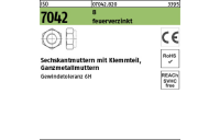 100 Stück, ISO 7042 8 feuerverzinkt Sechskantmuttern mit Klemmteil, Ganzmetallmuttern - Abmessung: M 10