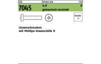 200 Stück, ISO 7045 4.8 H galvanisch verzinkt Linsenschrauben mit Phillips-Kreuzschlitz H - Abmessung: M 2 x 8 -H