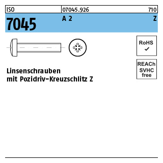 200 Stück, ISO 7045 A 2 Z Linsenschrauben mit Pozidriv-Kreuzschlitz Z - Abmessung: M 5 x 50 -Z