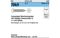 1000 Stück, ISO 7049 A 2 Form C-H Linsenkopf-Blechschrauben mit Spitze, mit Phillips-Kreuzschlitz H - Abmessung: C 2,2 x 4,5-H