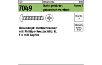 2000 Stück, ISO 7049 Stahl, geh. Form F galvanisch verzinkt Linsenkopf-Blechschrauben mit Zapfen, mit Phillips-Kreuzschlitz H - Abmessung: F 2,2 x 13 -H