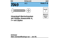 1000 Stück, ISO 7049 A 2 Form F-H Linsenkopf-Blechschrauben mit Zapfen, mit Phillips-Kreuzschlitz H - Abmessung: 2,9 x 9,5 -F-H