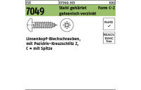 100 Stück, ISO 7049 Stahl, geh. Form C-Z galvanisch verzinkt Linsenkopf-Blechschrauben mit Spitze, mit Pozidriv-Kreuzschlitz Z - Abmessung: 2,9x 22 -C-Z