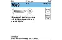 1000 Stück, ISO 7049 A 4 Form C-H Linsenkopf-Blechschrauben mit Spitze, mit Phillips-Kreuzschlitz H - Abmessung: C 2,9 x 25 -H