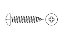 100 Stück, ISO 7049 Stahl, geh. Form C-H galvanisch verzinkt Linsenkopf-Blechschrauben mit Spitze, mit Phillips-Kreuzschlitz H - Abmessung: C3,5 x 6,5-H