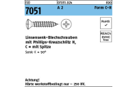 1000 Stück, ISO 7051 A 2 Form C-H Linsensenk-Blechschrauben mit Spitze, mit Phillips-Kreuzschlitz H - Abmessung: 2,9 x 16 -C-H