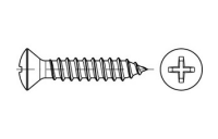 500 Stück, ISO 7051 Stahl, geh. Form C-H galvanisch verzinkt Linsensenk-Blechschrauben mit Spitze, mit Phillips-Kreuzschlitz H - Abmessung: 3,5x 25 -C-H
