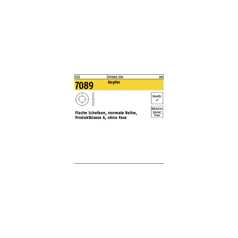 ISO 7089 Scheiben, Kupfer 10 (10,5 x 20 x 2 ) Cu