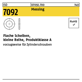 5000 Stück, ISO 7092 Messing Flache Scheiben, kleine Reihe, Produktklasse A - Abmessung: 2,5