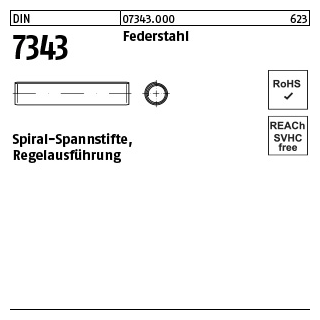 1000 Stück, DIN 7343 Federstahl Spiral-Spannstifte, Regelausführung - Abmessung: 1,5 x 5