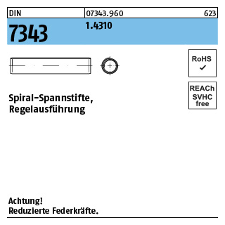 500 Stück, DIN 7343 1.4310 Spiral-Spannstifte, Regelausführung - Abmessung: 4 x 32