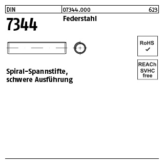 1000 Stück, DIN 7344 Federstahl Spiral-Spannstifte, schwere Ausführung - Abmessung: 2,5 x 14