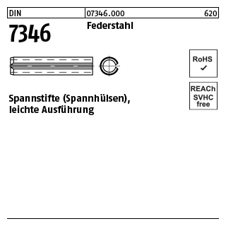 200 Stück, DIN 7346 Federstahl Spannstifte (Spannhülsen), leichte Ausführung - Abmessung: 4 x 14