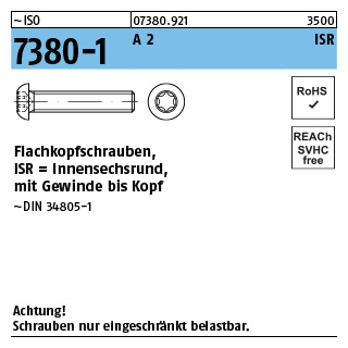 500 Stück, ~ISO 7380-1 A 2 ISR Flachkopfschrauben mit Innensechsrund - Abmessung: M 3 x 4 -T10