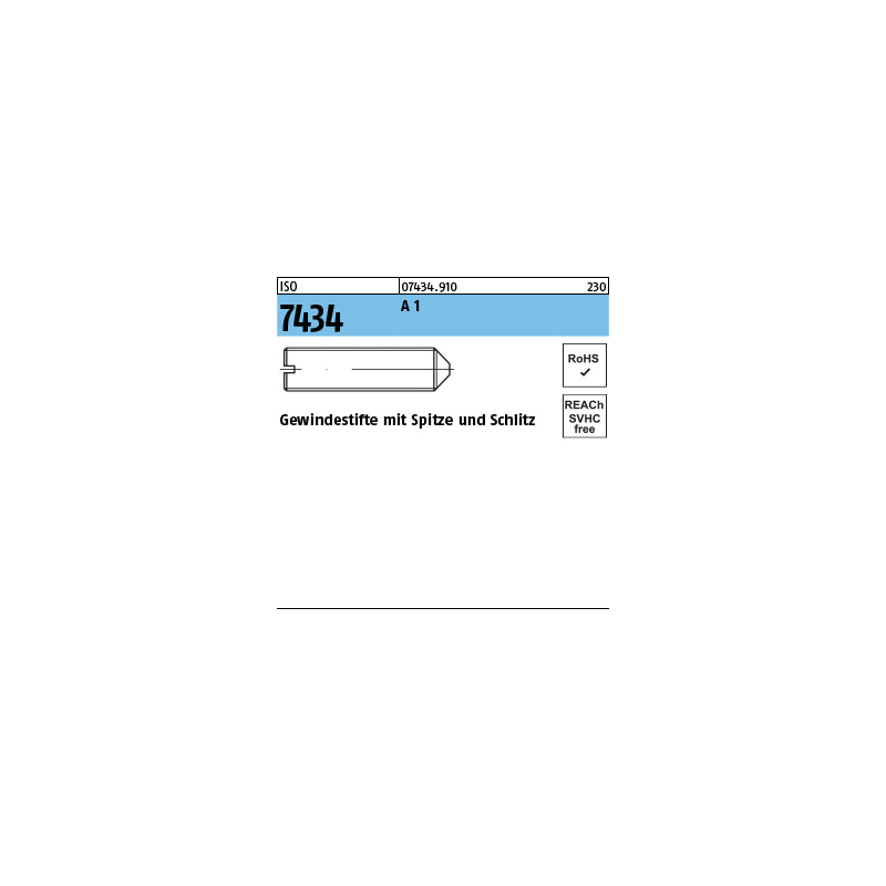 ISO 7434 Gewindestifte, 1.4305 M 2 x 4 rostfrei A 1