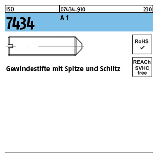 ISO 7434 Gewindestifte, 1.4305 M 2 x 4 rostfrei A 1