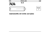 200 Stück, ISO 7434 14 H Gewindestifte mit Schlitz und Spitze - Abmessung: M 2 x 6