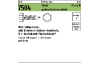 1000 Stück, DIN 7504 Stahl Form K galvanisch verzinkt Bohrschrauben, mit Blechschrauben-Gew., mit Sechskant-Flanschkopf - Abmessung: K 3,5 x 13